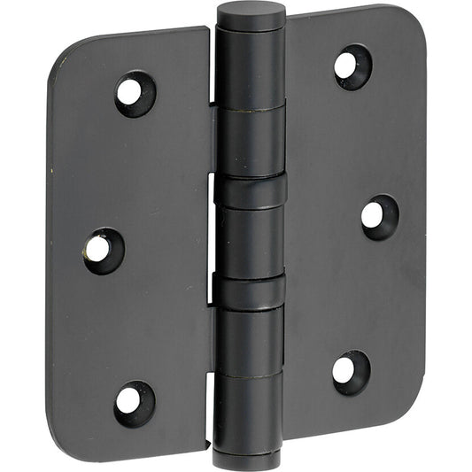 Kogellagerscharnier mat zwart 76 × 76 mm rechte hoeken knop vlak