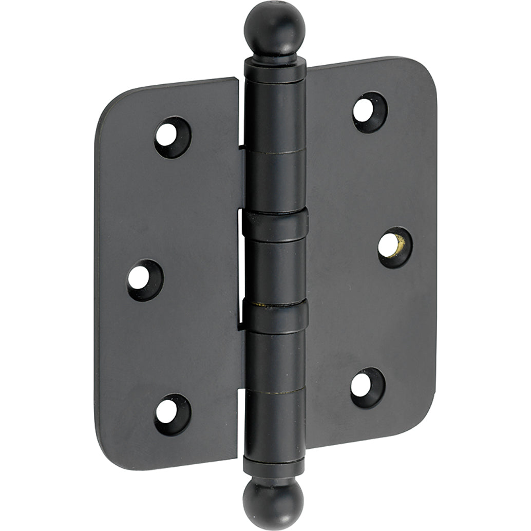Kogellagerscharnier mat zwart 76 × 76 mm rechte hoeken knop bol