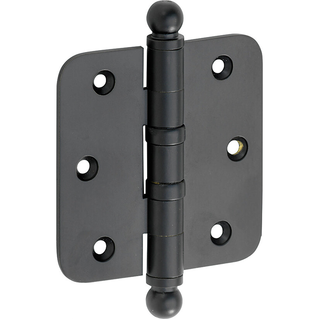 Kogellagerscharnier mat zwart 89 × 89 mm rechte hoeken knop bol