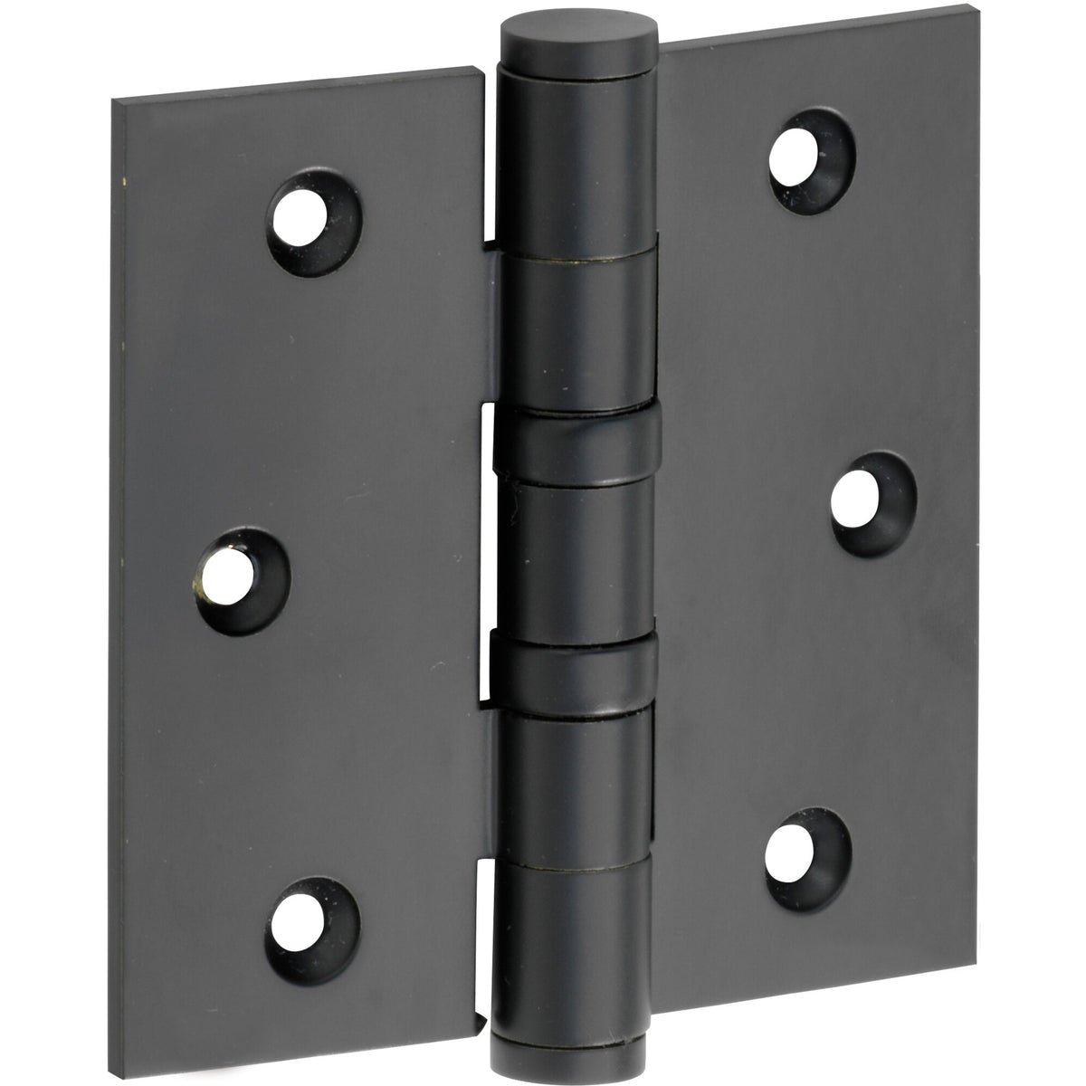 Kogellagerscharnier mat zwart 89 × 89 mm ronde hoeken knop vlak