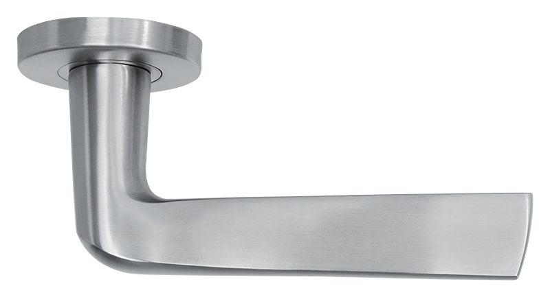 AVJD Deurklinken Wig op rond rozet - RVS (massief)